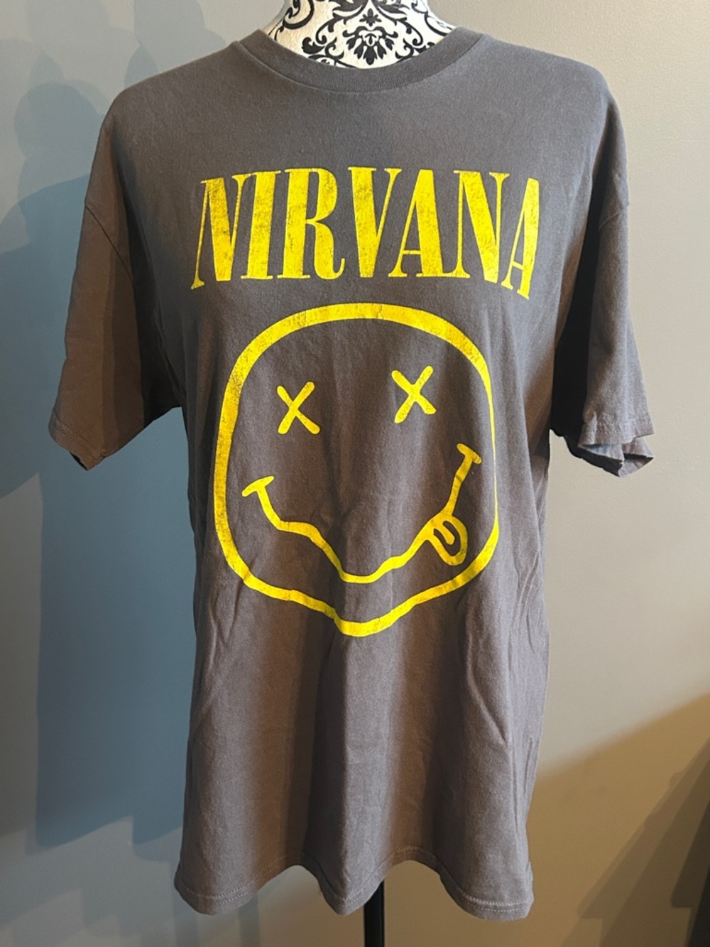 Nirvana Gray T-Shirt with Yellow Logo